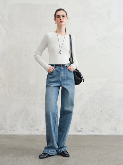 FSLE【Premium Series】German Biella Wool Autumn Super Fine Washable Seamless One-Piece Mock Neck Thermal Base Layer Shirt Women