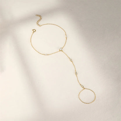 Aide 925 Sterling Silver Fine Jewelry Geometric Lucky Flower CZ Sparking Zircon Bracelets For Women Hand Chain Bracelets Jewelry