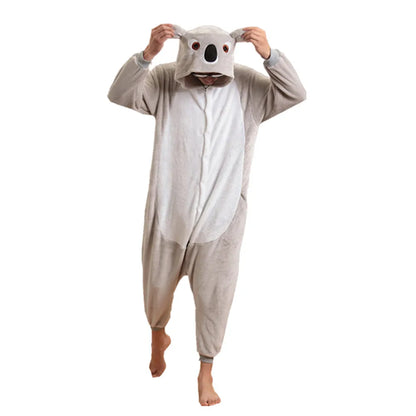 Animal Onesies Lion Tiger Leopard Wolf Fox Zebra Hippo Koala Bat Donkey Rabbit Chinchilla Frog Bee Penguin Dog Kigurumi Adult