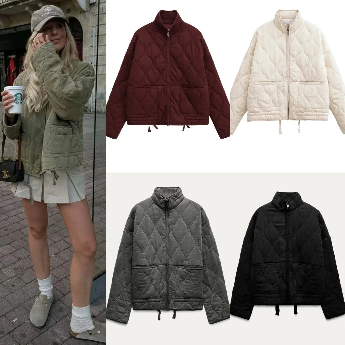 Quilted Cotton Jacket for Women Traf 2024 Winter New Arrival Zw Series Soft Lenzing Fabric Vintage Warm Coat 4088242