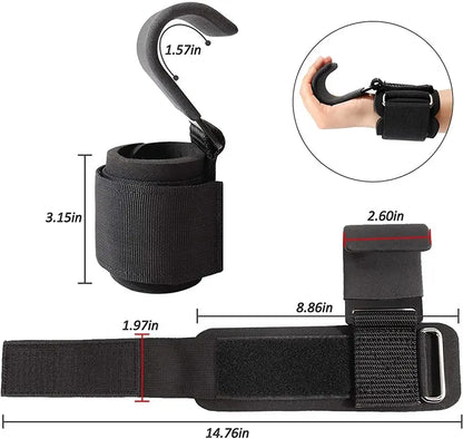 Weight Lifting Hook Grips With Wrist Wraps Hand-Bar Wrist Strap Gym Fitness Hook Weight Strap Pull-Ups Power Lifting Gloves