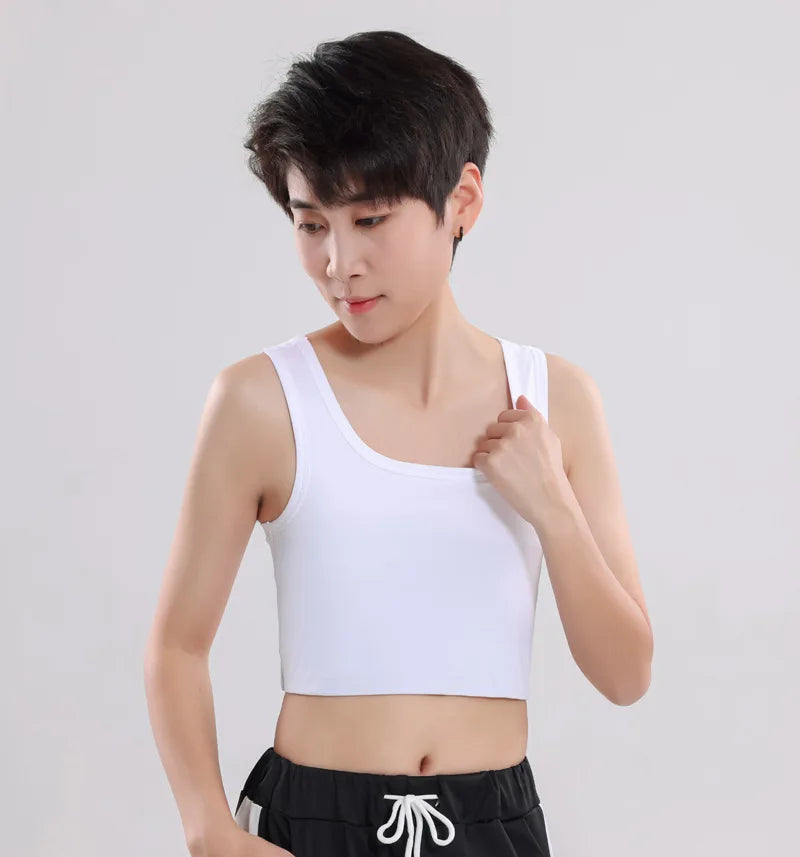 Women Flat Chest Binder With Bandage Pullover Half Length Corset Tank Top FTM Lesbian Transgender Underwear Vest Breast Binder