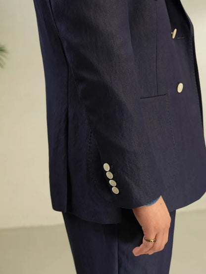 Italian Designer Mens Double Breasted Blazer Pants Two Piece Set Slim Fit Business Man Work Formal Set Groom Wedding Dress Suit