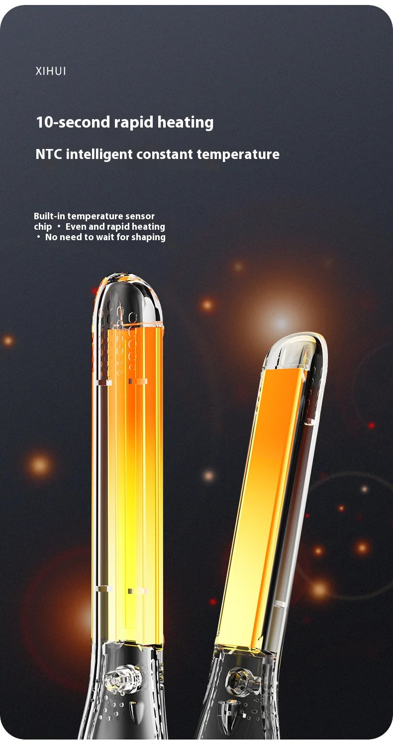 2-in-1 Mini Hair Straightener & Curler - Ceramic Fast Heating 140-220°C - Portable Flat Iron for Short Hair Travel Styling