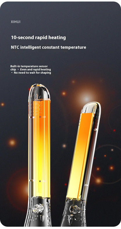 2-in-1 Mini Hair Straightener & Curler - Ceramic Fast Heating 140-220°C - Portable Flat Iron for Short Hair Travel Styling