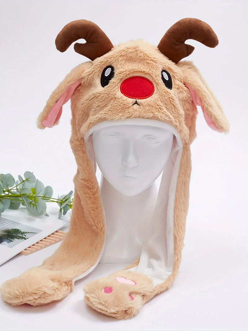 Creative Christmas Santa hat, reindeer pinch airbag, ears move, headband decoration