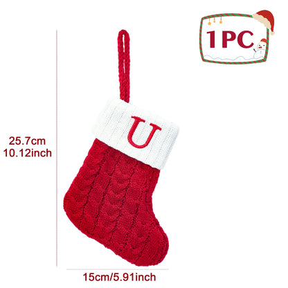 Christmas Socks Knitting Snowflake Letter Stocking Christmas Decoration 2025 For Home Xmas Tree Ornament Gift Navidad Natal 2026