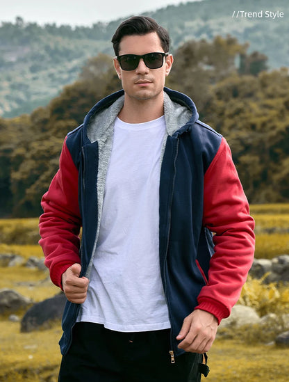 Winter Warm Sherpa Lined Coat for Men Heavyweight Plush Fleece Jackets Outwear Long Sleeve Zip Up Hoodie Sweatshirt Tops Outfits