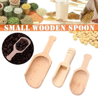 1 Pcs Wooden Mini Tea Coffee Scoops Seasoning Candy Spices Bath Salt Spoons Wooden Spoon Wooden Shovel