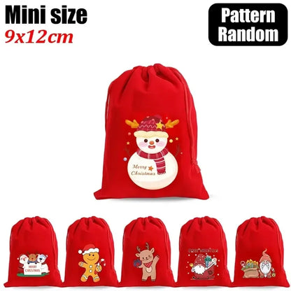 1/30pcs Christmas Gift Bags Red Velvet Drawstring Pouch Bulk Santa Candy Packaging Snack Wrapping Bag Wedding Party Favors Decor