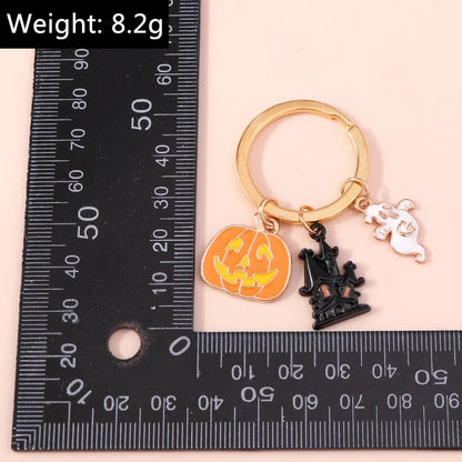 Aihua Gold Color Fashion Halloween Keychain Enamel Creepy Ghost Spider Mummy Pumpkin Keychains Keyring for Women Halloween Night