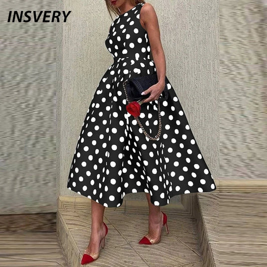 Polka Dot A-Line Mini Dress – Sleeveless Summer Casual