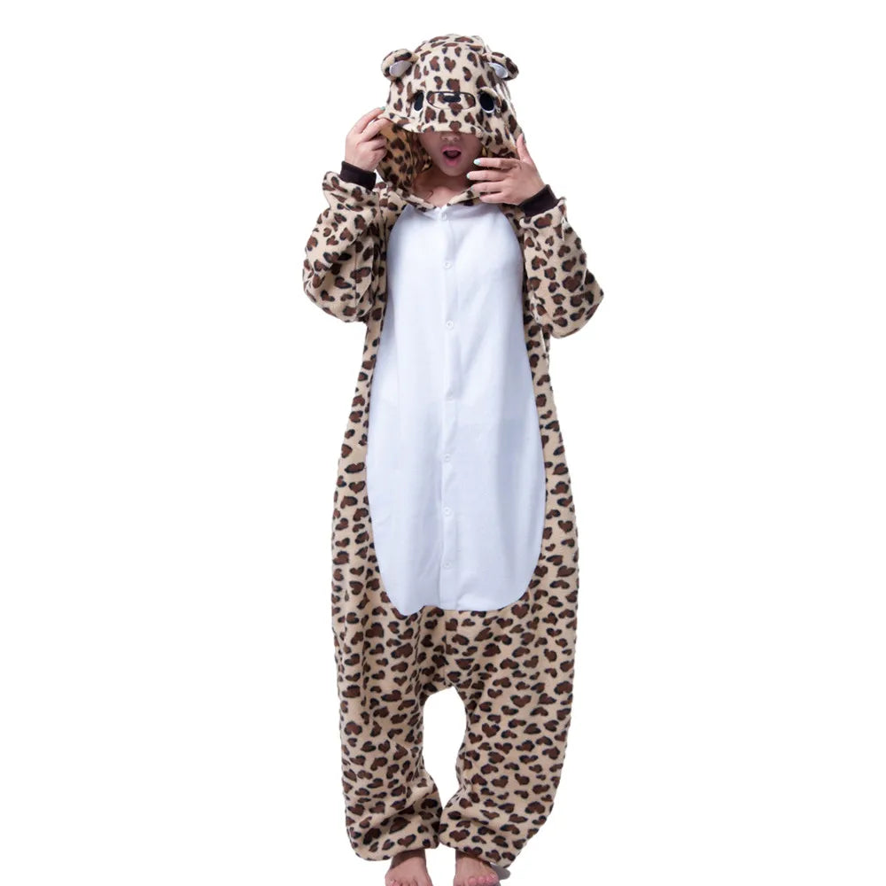 Animal Onesies Lion Tiger Leopard Wolf Fox Zebra Hippo Koala Bat Donkey Rabbit Chinchilla Frog Bee Penguin Dog Kigurumi Adult