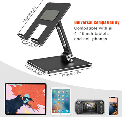 Aluminum Tablet Stand Desk Riser 360° Rotation Multi-Angle Height Adjustable Foldable Holder Dock For Xiaomi iPad Tablet Laptop