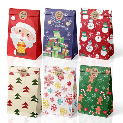8pcs/12pcs Kraft Paper Candy Cookie Bag Santa Claus Snowman Christmas Gift Packing Bags Xmas Navidad Party Decor Supplies