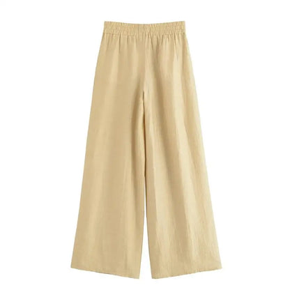 Women’s Summer 2-Piece Set – Loose Shirt & High-Waist Pants