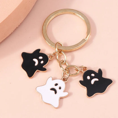 Aihua Gold Color Fashion Halloween Keychain Enamel Creepy Ghost Spider Mummy Pumpkin Keychains Keyring for Women Halloween Night