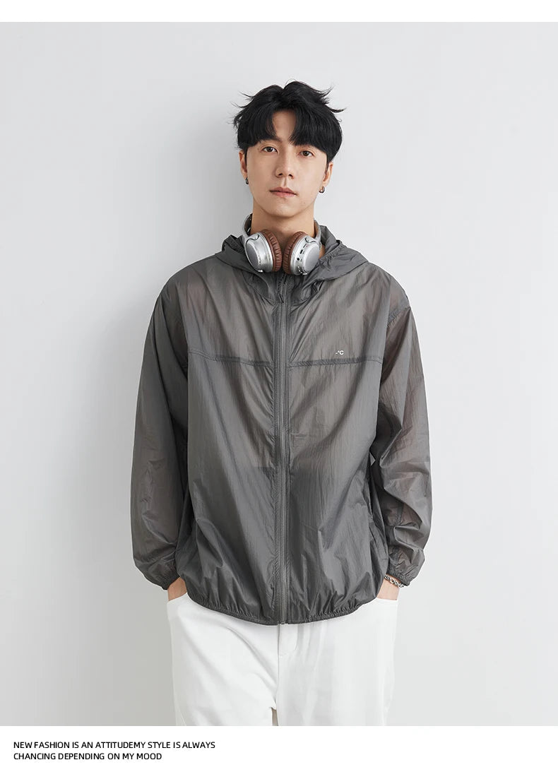 Men’s UPF 50+ Ice Silk Sun Protection Jacket – Lightweight, Breathable, Summer UV Hoodie