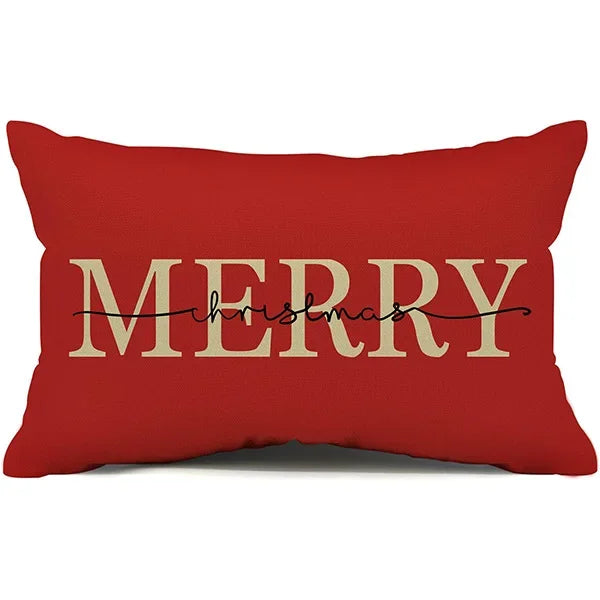 New Christmas style simple letter double-sided printed linen pillow for home decoration, sofa waist pillowcase