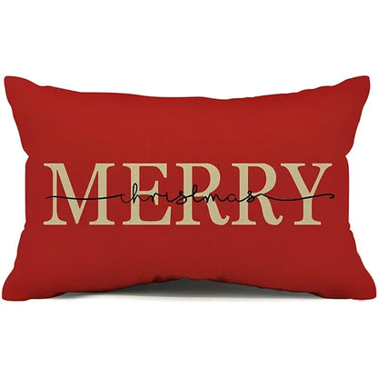 New Christmas style simple letter double-sided printed linen pillow for home decoration, sofa waist pillowcase