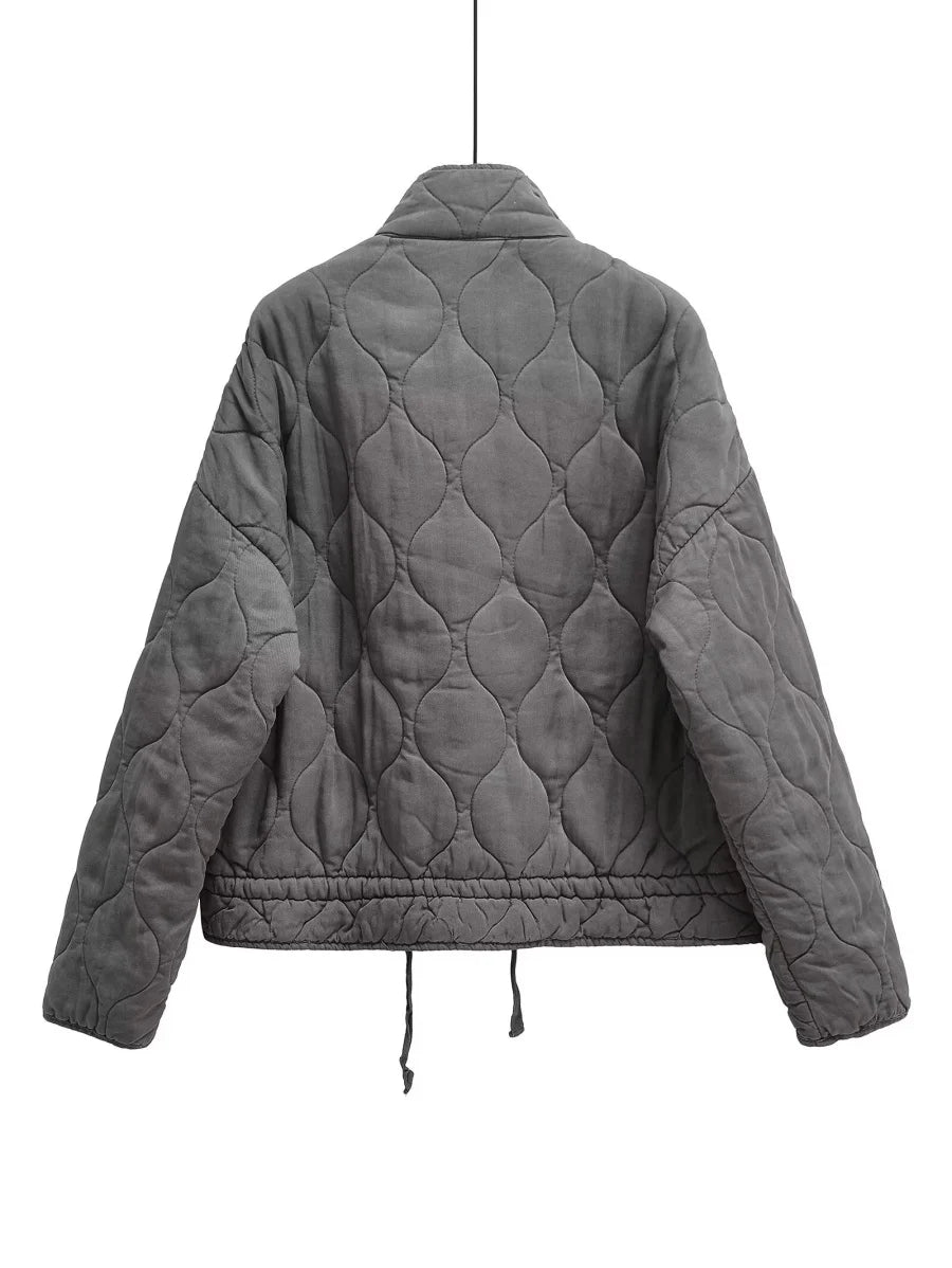 Quilted Cotton Jacket for Women Traf 2024 Winter New Arrival Zw Series Soft Lenzing Fabric Vintage Warm Coat 4088242