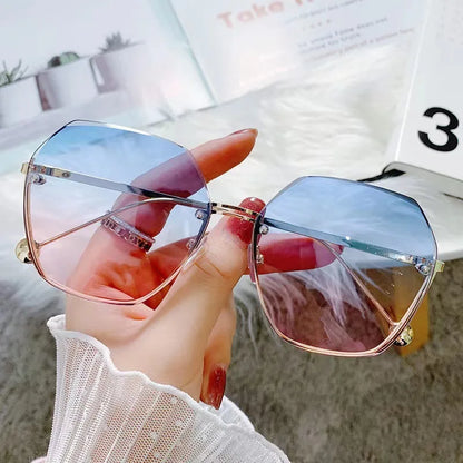 Brand Design 2025 Fashion New Polygonal Metal Sunglasses Retro Ladies Glasses Classic Trend Luxury Driving Travel Eyewear