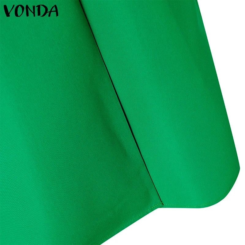 VONDA Women Elegant Skirts 2025 Casual Waistband Button Design Slit Long Overskirts Solid Color Office Lady Bottoms Oversized