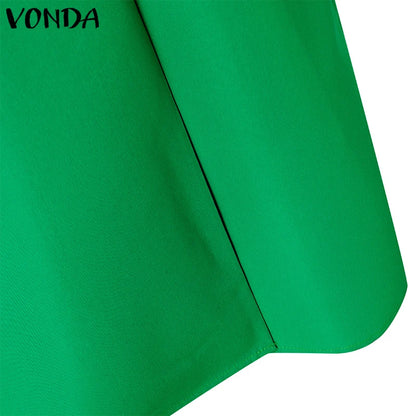 VONDA Women Elegant Skirts 2025 Casual Waistband Button Design Slit Long Overskirts Solid Color Office Lady Bottoms Oversized
