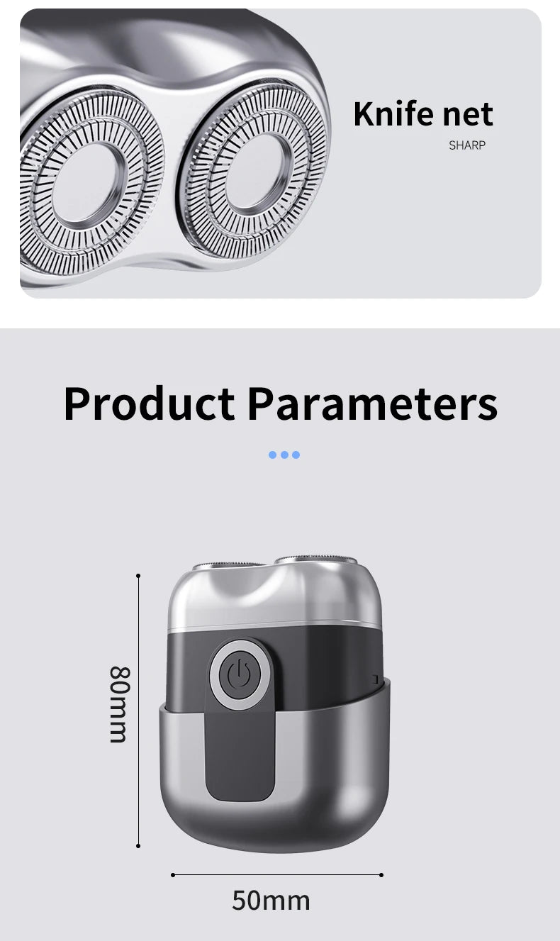 Mini electric shaver, compact and fast charging for home use, men's car shaver, portable for home use, gift for father and boyfr