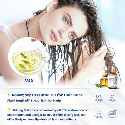 HIQILI Rosemary Jasmine Lavender Mint Essential Oils for Hair Care, increasing luster, Massage, Skin Care, Diffuser, Humidifier