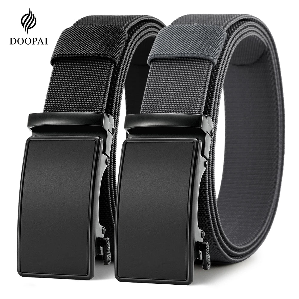 New Golf Sports Elastic Belt Tactical Belt Metal Automatic Buckle Tough Stretch Nylon Men Military Belt 115-135CM Big Size Belts