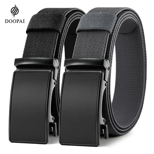 New Golf Sports Elastic Belt Tactical Belt Metal Automatic Buckle Tough Stretch Nylon Men Military Belt 115-135CM Big Size Belts