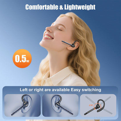 New Bee M54 Bluetooth Headset Wireless Headphone Noise Cancelling Earpiece Dual-Mic Mute Handsfree Earphones for Driver Office
