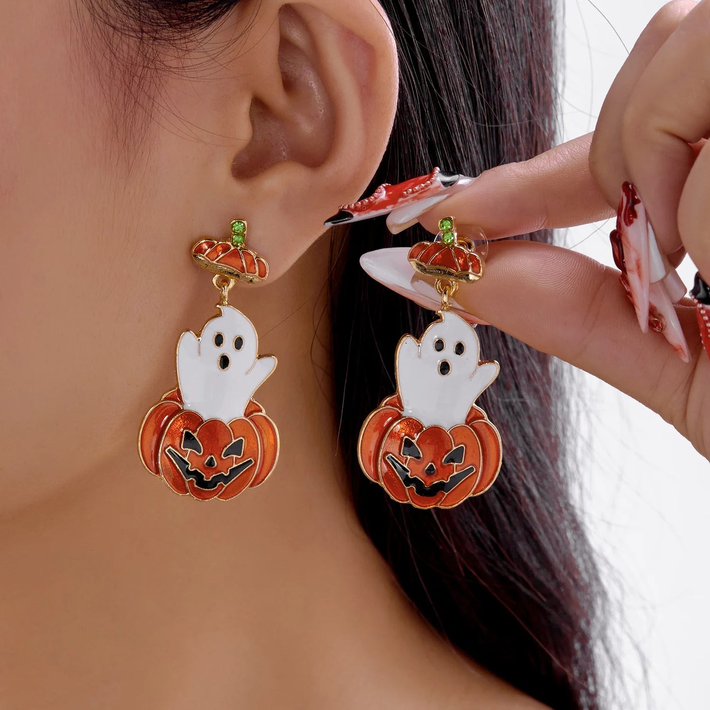 Cute Halloween Dangle Earrings for Women Cartoon Pumpkin Ghost Spider Drop Oil Earring Party Statement Jewelry Accessory