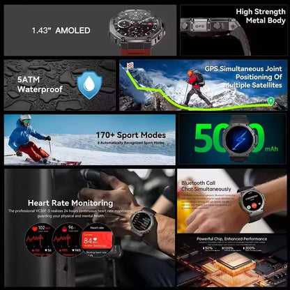 T-Rex 3 GPS Smart Watch 10ATM IP69K Waterproof Clock Compass Altimeter Call Military Sports Smartwatch Men For HUAWEI Bracelet