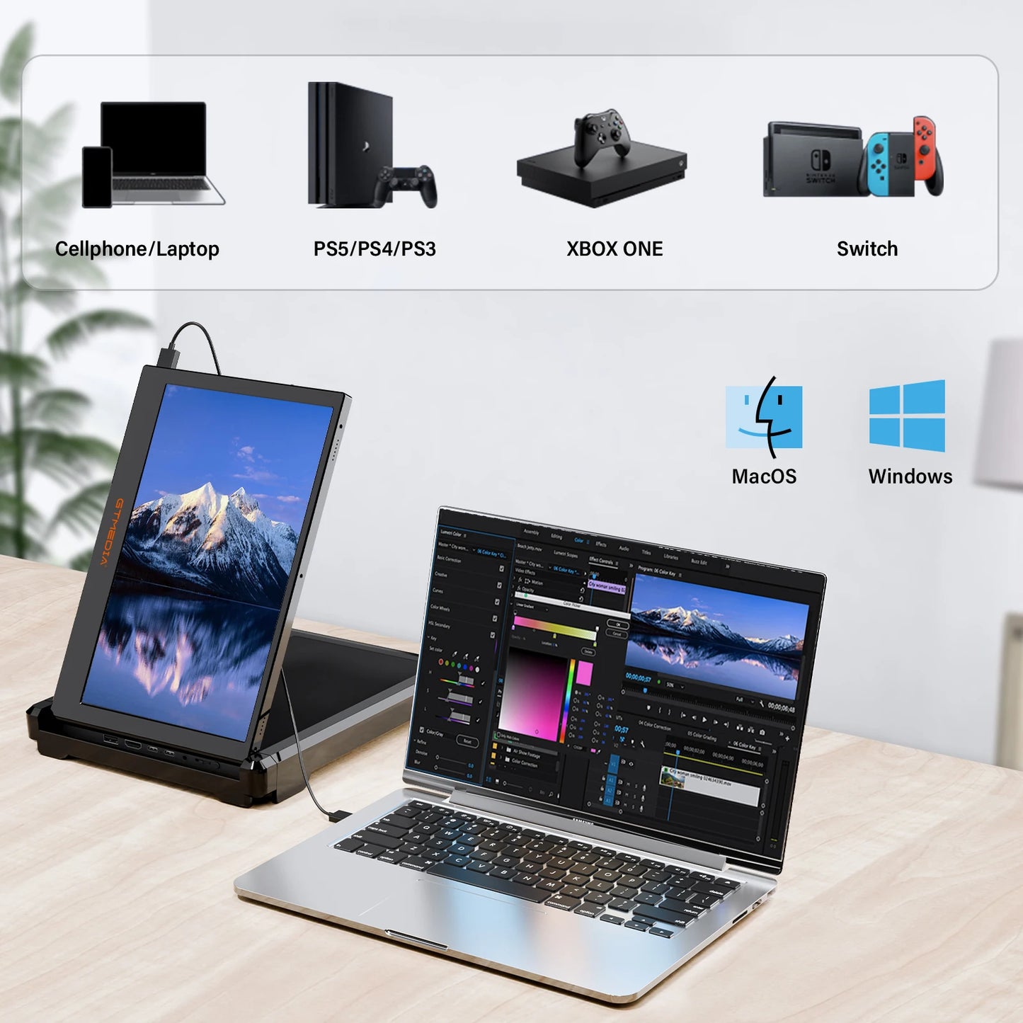 GTMEDIA 11.6Inch Portable Monitor 1920*1080 IPS FHD Triple Dual Extender Screen Full View Fold Display For 13.0-17.3Inch Laptops
