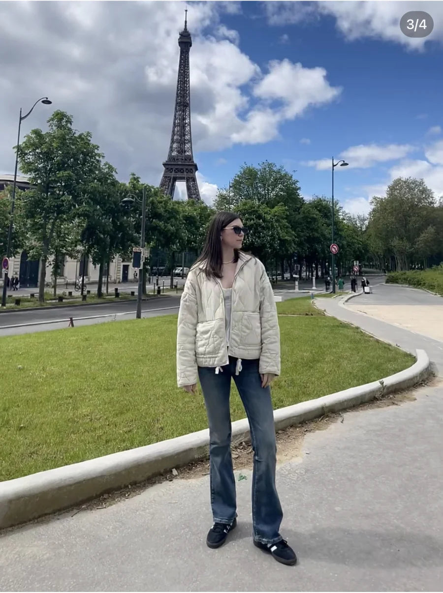 Quilted Cotton Jacket for Women Traf 2024 Winter New Arrival Zw Series Soft Lenzing Fabric Vintage Warm Coat 4088242