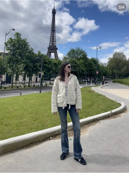 Quilted Cotton Jacket for Women Traf 2024 Winter New Arrival Zw Series Soft Lenzing Fabric Vintage Warm Coat 4088242