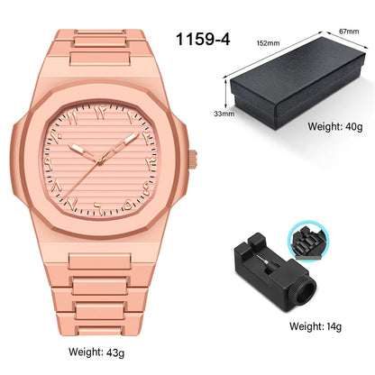 Men's Arabic Numeral Quartz Watch 30-Meter Water Resistance Casual Sports Silicone Wristband Watch Clock Nautilus Design Watch