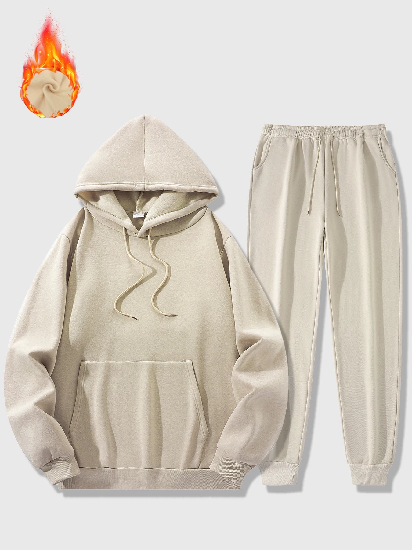 Men's Sports Suit Autumn and Winter Hoodie+pants 2-piece Set Fashionable Solid Color Casual Pullover and Pant Outdoor Sportswear