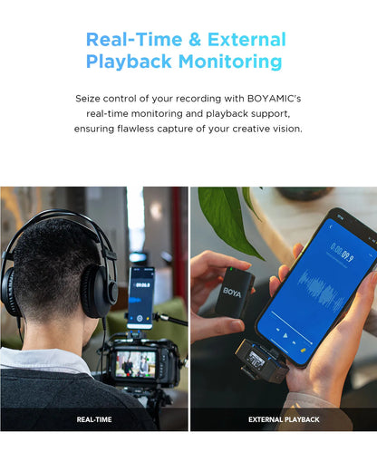 BOYA BOYAMIC Professional Wireless Lavalier Lapel Microphone for iPhone Android Camera Youtube Streaming Record Interview Vlogs