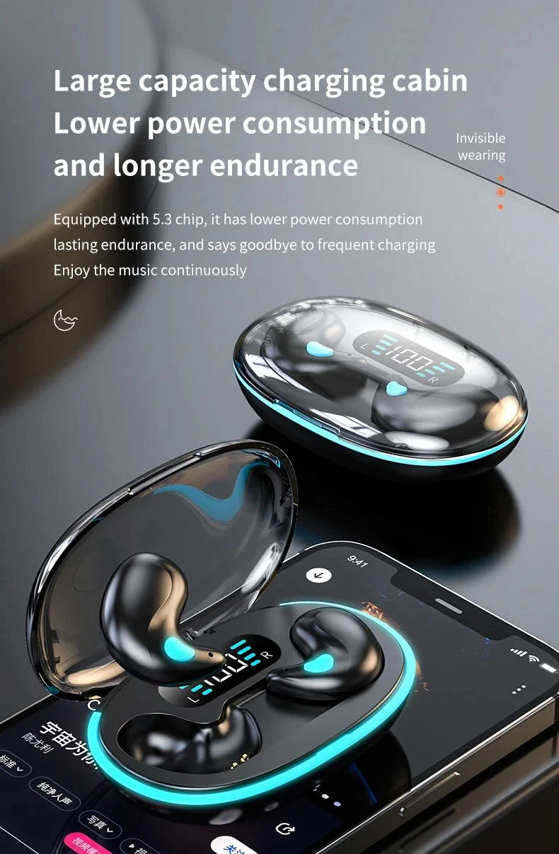 Mini Wireless X55 In-Ear Sleep Bluetooth Earphones TWS Invisible Stereo Headphones with Microphone for HD Calls Headset