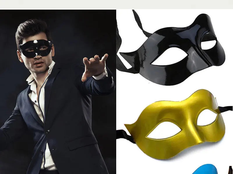 Women Man Sexy Gentleman Masquerade Mask Prom Mask Halloween Party Props Black White Retro Mask Plastic Half Face Cosplay Mask