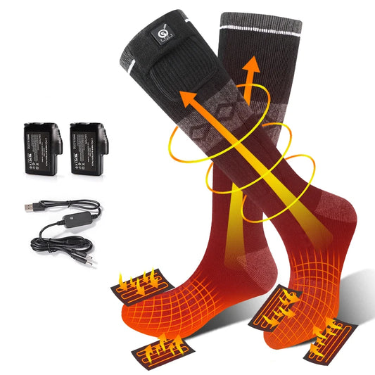 SNOW DEER Rechargeable Electric Skiing Heated Socks Winter Warm Thermal Cycling Sock Stocking Men Women For Motorcycle Cycling