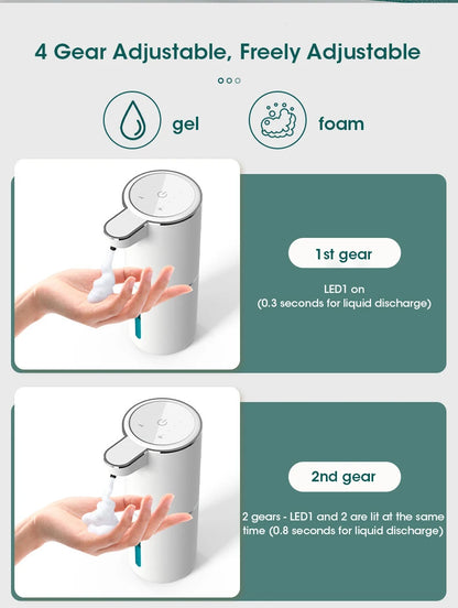 Automatic Soap Dispenser Touchless Foaming Soap Dispenser 380ml USB Rechargeable Electric 4 Level Adjustable Foam Soap Dispenser