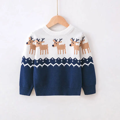 2025 Christmas Sweatshirts Winter Boy Girl Print Knit Sweater Pullover Cotton Clothes Autumn Kids Slouchy Soft Clothing Knitwear