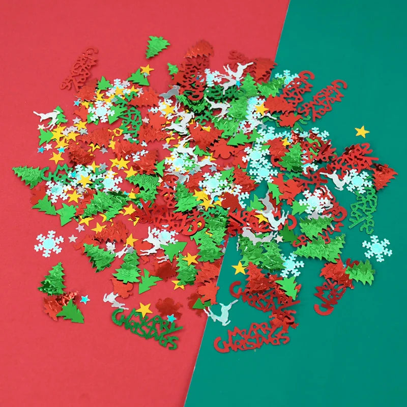15g/bag Christmas Sequin Confetti Xmas Tree Snowflake Table Confetti 2024 Christmas Party Decoration for Home 2025 New Year Gift
