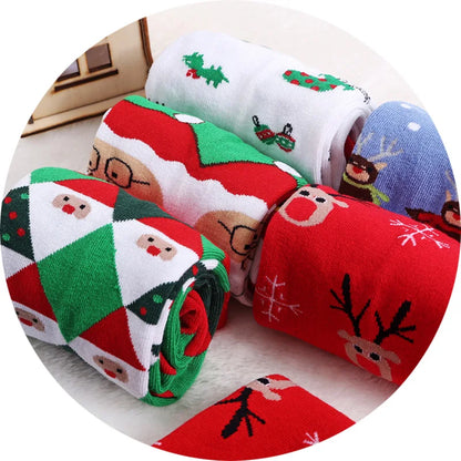 5 Pairs Men/Women Cotton Cartoon Christmas Socks Cute Santa Claus Elk Snow Funny Sock Happy Winter New Year Socks Christmas Gift