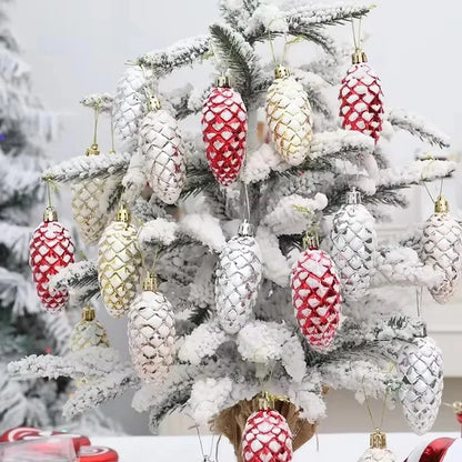 5Pcs Christmas Painted Pine Cone Balls Hanging Pendants Merry Christmas Tree Decoration for Home Xmas Ornament Gift 2024/2025
