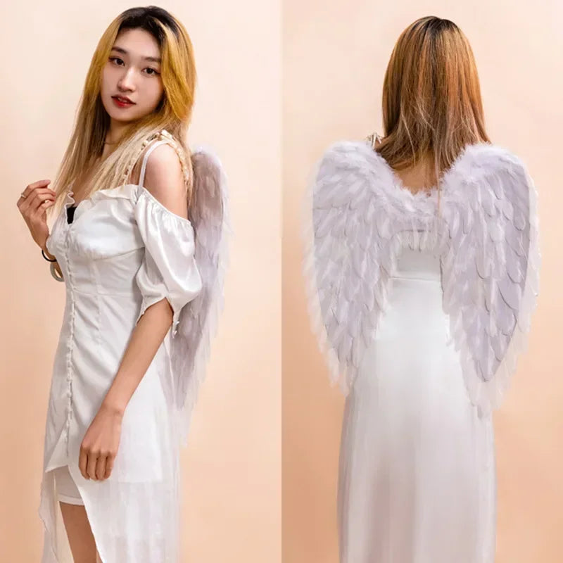 White Angel Feather Wings Festival PartyDecoration Props Scene Decoration Children Adult VictoriasSecret Fashion ShowPerformance